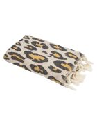 Fouta jacquard de algodón leopardo marrón - 100x200 cm