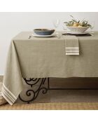 Mantel y 4 servilletas Mahdia de algodón verde oliva - 150x250 cm