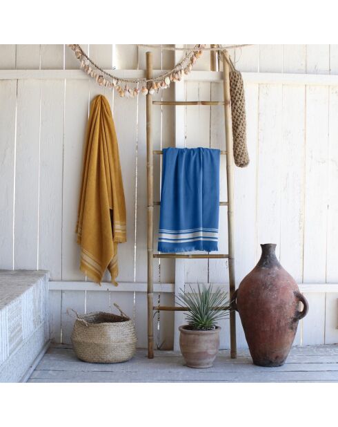 Faro Baumwollschwamm Fouta Denim/Gregeblau - 100x180 cm