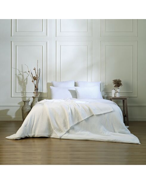 Ropa de cama de gasa de algodón blanca Carla