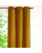 Fluweelgordijn met oogjes in katoenfluweel mosterdgeel - 135x260 cm