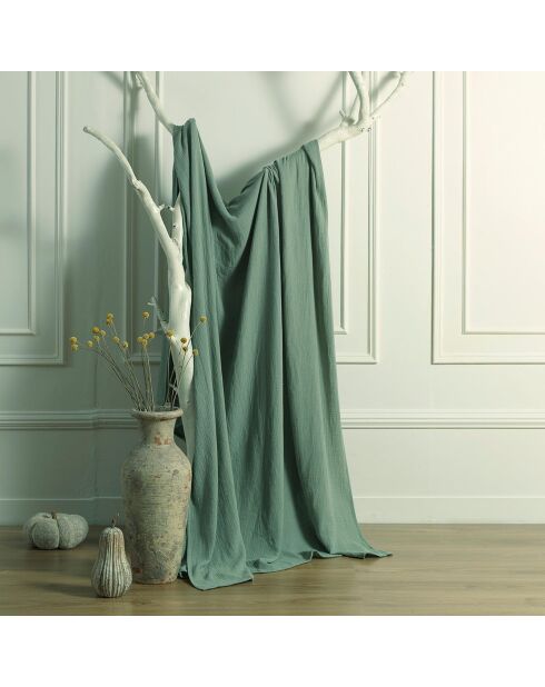 Colcha Carla de gasa de algodón verde celadón, 230 x 250 cm