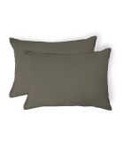 Lot de 2 Taies d'oreiller lin lavé Camille vert kaki
