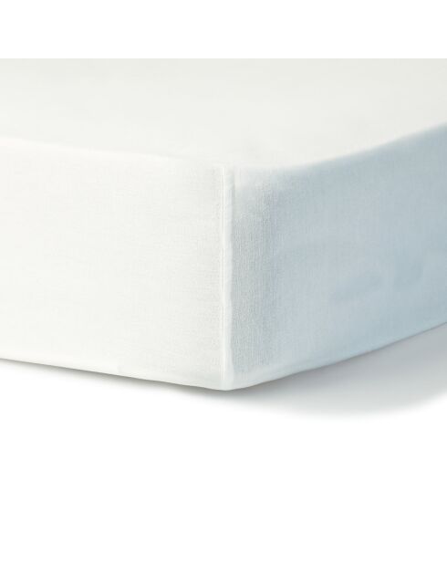 Drap housse en coton lavé Luna blanc