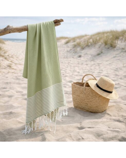 Ibiza katoenen fouta amandelgroen - 100x200 cm
