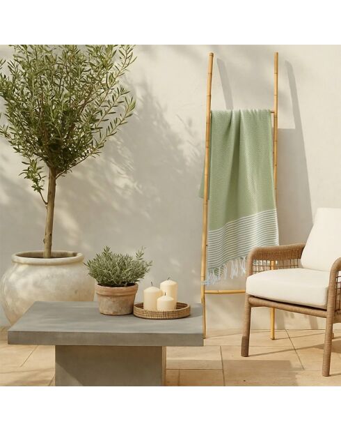 Ibiza katoenen fouta amandelgroen - 100x200 cm