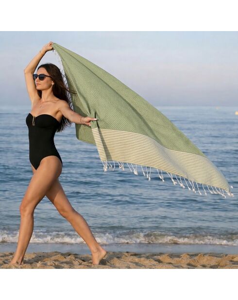 Ibiza katoenen fouta amandelgroen - 100x200 cm