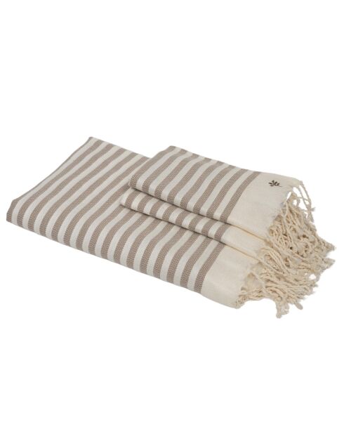 Set von 3 Hossegor Taupe-Badetüchern aus Baumwolle - 100x200+2 (40x60) cm