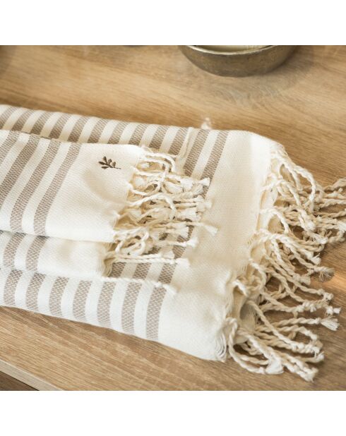 Set von 3 Hossegor Taupe-Badetüchern aus Baumwolle - 100x200+2 (40x60) cm