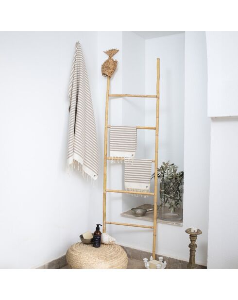 Set von 3 Hossegor Taupe-Badetüchern aus Baumwolle - 100x200+2 (40x60) cm