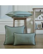 Cuscino Maxime in lino lavato celadon/nero