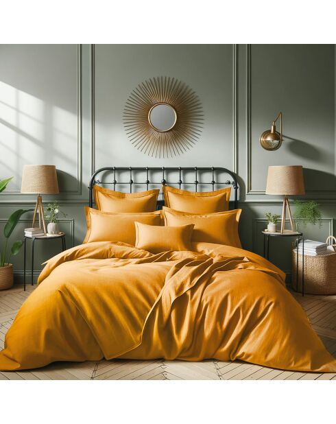 Parure de lit en satin de coton Julia jaune safran