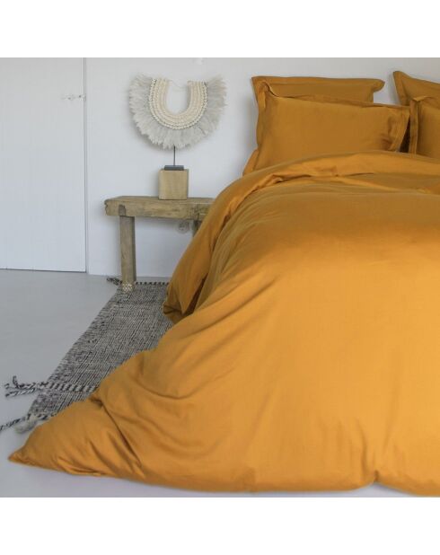 Parure de lit en satin de coton Julia jaune safran