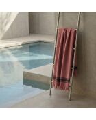 Faro Baumwollschwamm Fouta Terrakotta/Schwarz - 100x180 cm