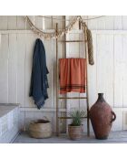 Faro Baumwollschwamm Fouta Terrakotta/Schwarz - 100x180 cm