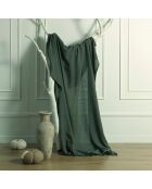 Colcha Camille de lino lavado verde caqui