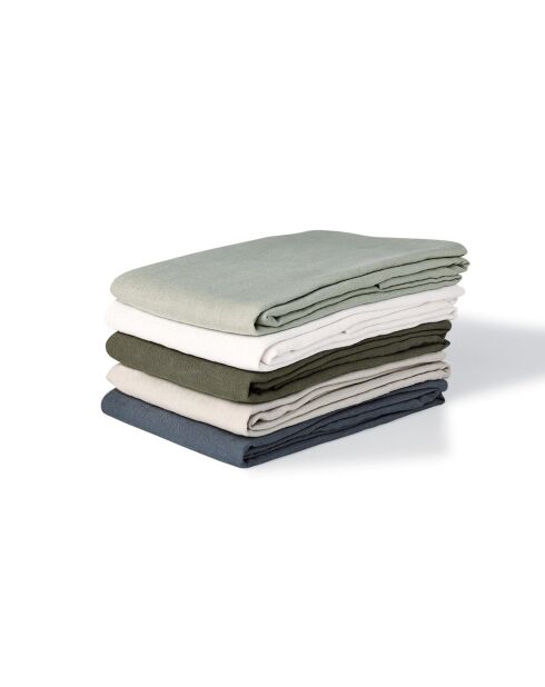 Colcha Camille de lino lavado verde caqui