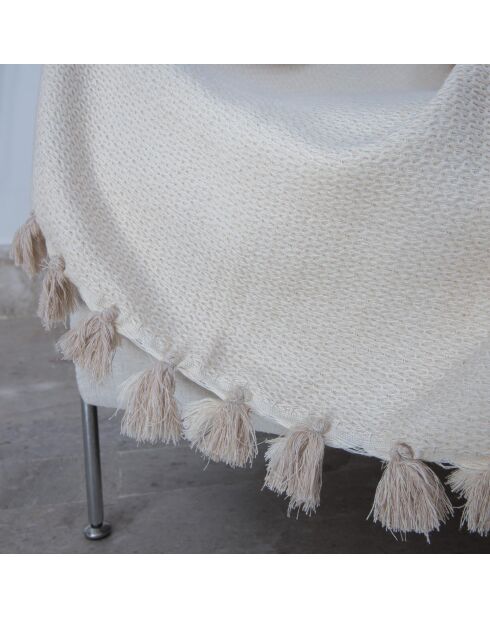 Tela escocesa Verbier de lino y algodón beige