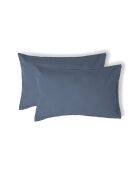 Lot de 2 Taies d'oreiller percale de coton Nina bleu denim