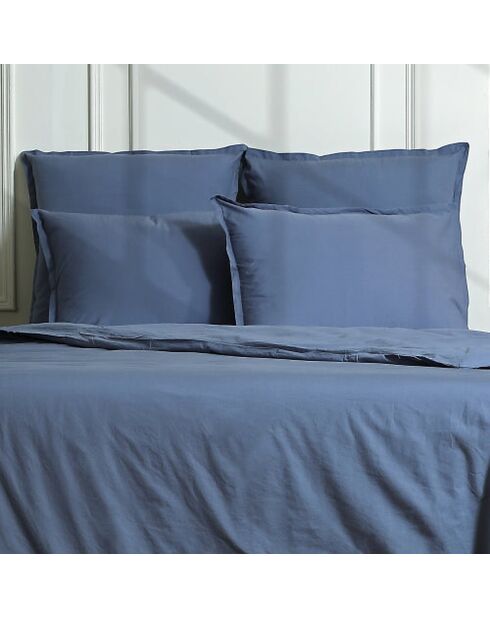 Lot de 2 Taies d'oreiller percale de coton Nina bleu denim