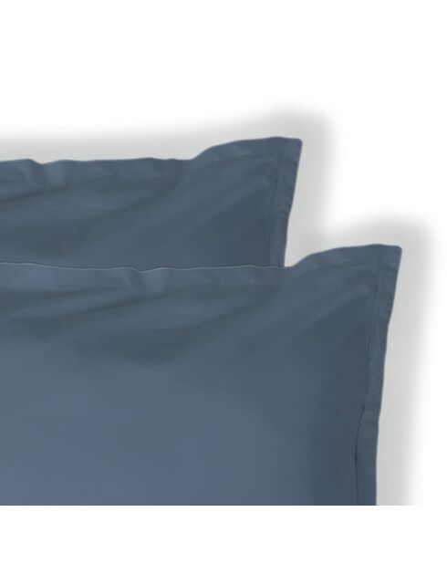 Lot de 2 Taies d'oreiller percale de coton Nina bleu denim
