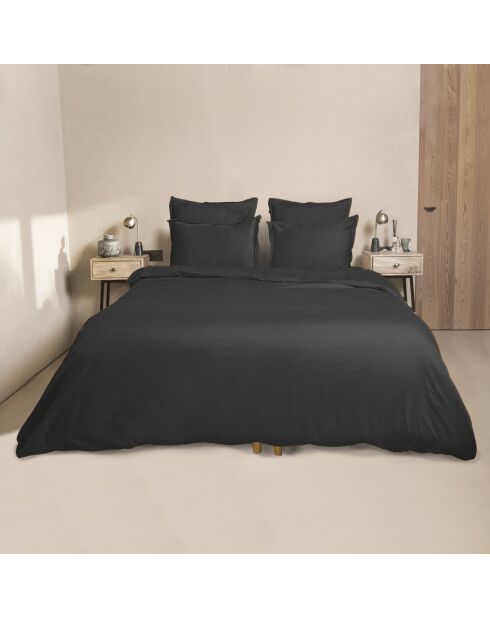 Julia leigrijze bedset van katoensatijn
