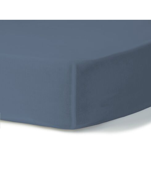 Sábana bajera ajustable de percal de algodón Nina azul vaquero