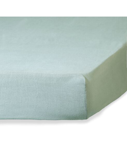 Drap housse lin lavé Camille vert céladon