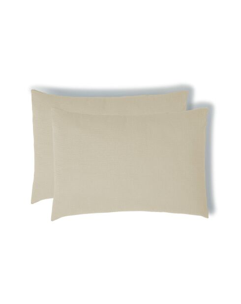 Lot de 2 Taies d'oreiller gaze de coton Carla sable
