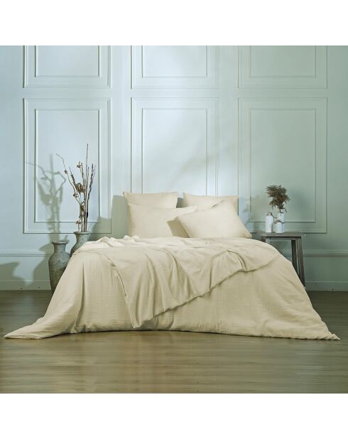 Lot de 2 Taies d'oreiller gaze de coton Carla sable