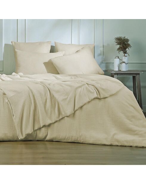 Lot de 2 Taies d'oreiller gaze de coton Carla sable