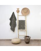 Kakigrüner Jacquard-Fouta aus Baumwolle mit Leopardenmuster - 100x200 cm