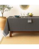 Mantel y 4 servilletas Mahdia de algodón negro - 150x250 cm