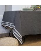 Mantel y 4 servilletas Mahdia de algodón negro - 150x250 cm