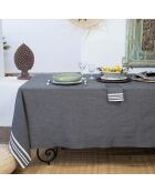 Mantel y 4 servilletas Mahdia de algodón negro - 150x250 cm