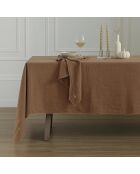 Tischdecke Camille aus gewaschenem Leinen in Haselnuss-/Goldfarben und 8 Servietten, 150 x 300 cm