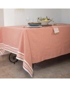 Mantel Mahdia de algodón y 4 servilletas en rojo tomette - 150x250 cm