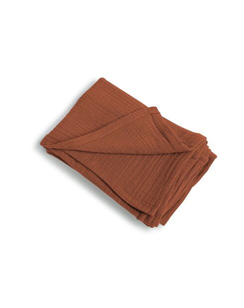 Lot de 4 serviettes de table gaze de coton Carla rouge toscane - 40x40 cm