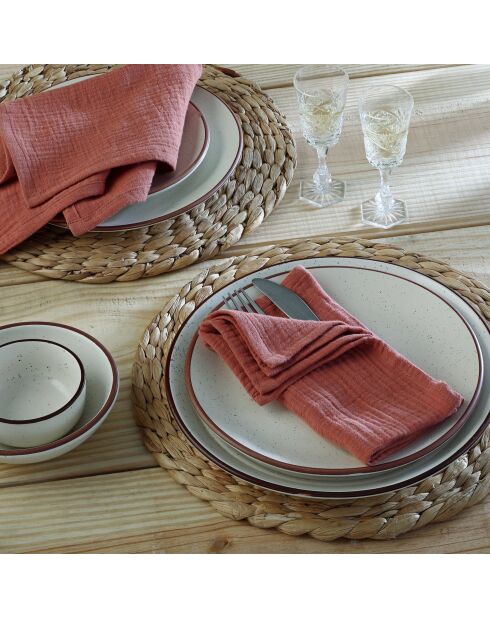Lot de 4 serviettes de table gaze de coton Carla rouge toscane - 40x40 cm