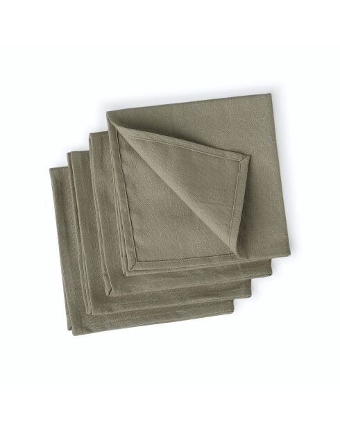 Lot de 4 serviettes de table toile de coton Louis naturelles - 45x45 cm
