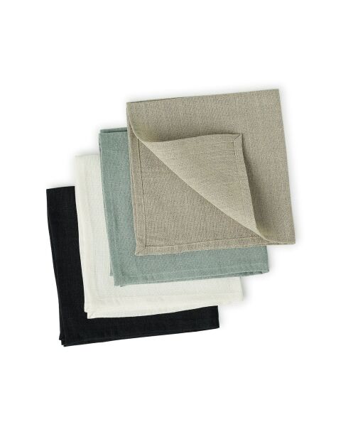 Lot de 4 serviettes de table toile de coton Louis naturelles - 45x45 cm