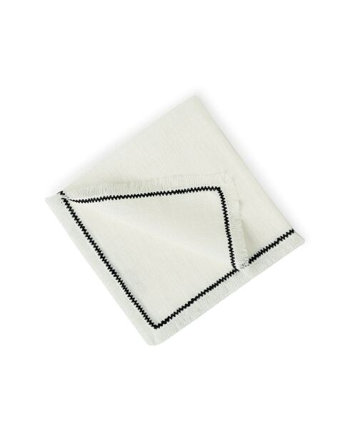 Lot de 4 serviettes de table lin lavé Gabriel blanches/noires - 45x45 cm
