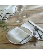Lot de 4 serviettes de table lin lavé Gabriel blanches/noires - 45x45 cm