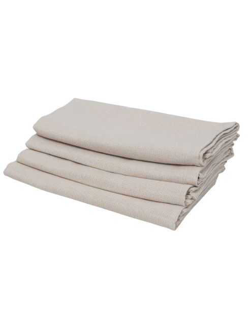 Lot de 4 serviettes de table en coton Colette taupe clair - 45x45 cm