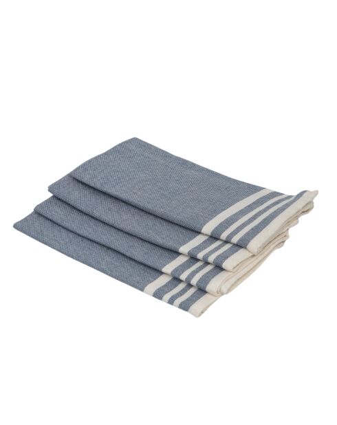 Lot de 4 serviettes de table en coton Mahdia bleu jean - 45x45 cm