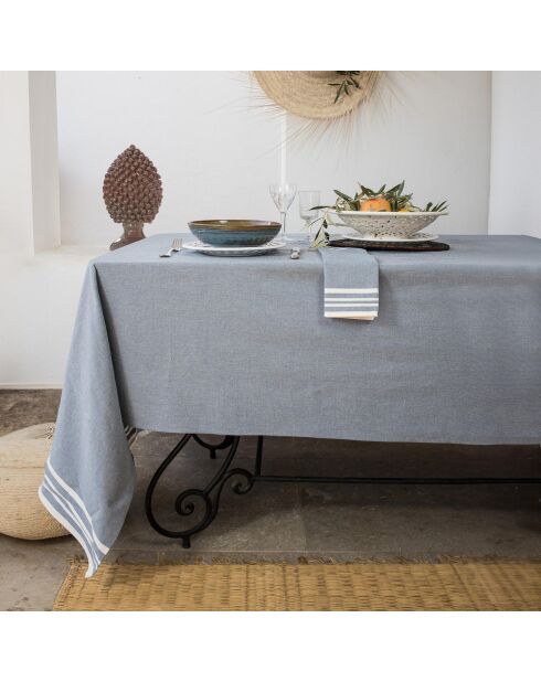 Lot de 4 serviettes de table en coton Mahdia bleu jean - 45x45 cm