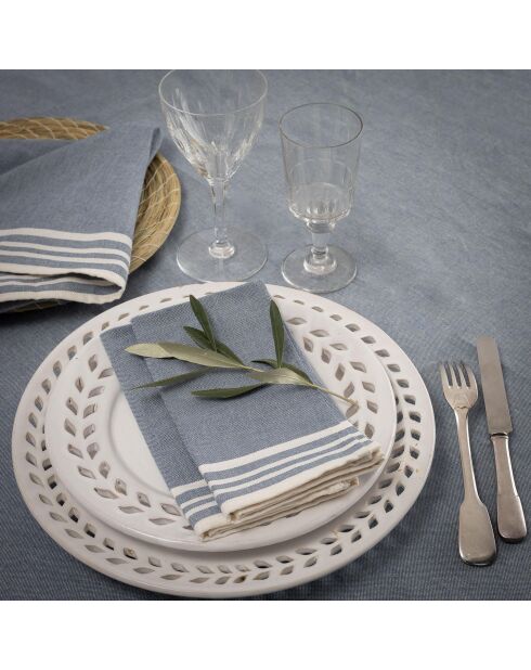 Lot de 4 serviettes de table en coton Mahdia bleu jean - 45x45 cm