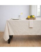 Mantel Colette de algodón marrón claro y 8 servilletas