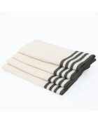 Lot de 4 serviettes de table en coton Mahdia blanches/noires - 45x45 cm