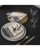 Lot de 4 serviettes de table en coton Mahdia blanches/noires - 45x45 cm